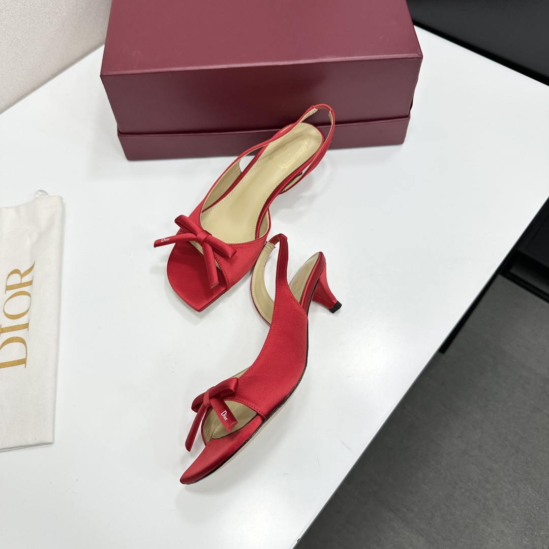 Dior Women Bow Heeled Slingback Sandal KCO576LAB_S23T Lambskin D10032