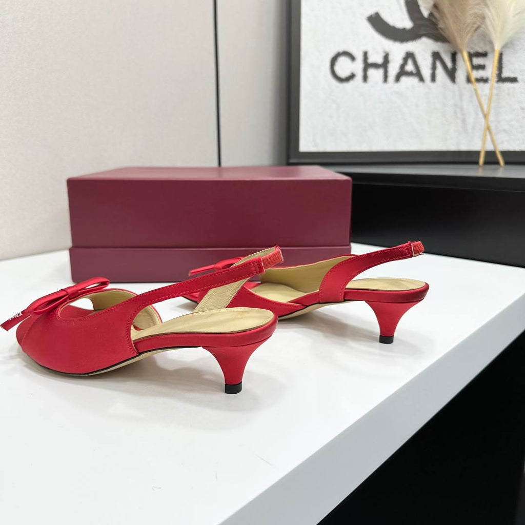 Dior Women Bow Heeled Slingback Sandal KCO576LAB_S23T Lambskin D10032
