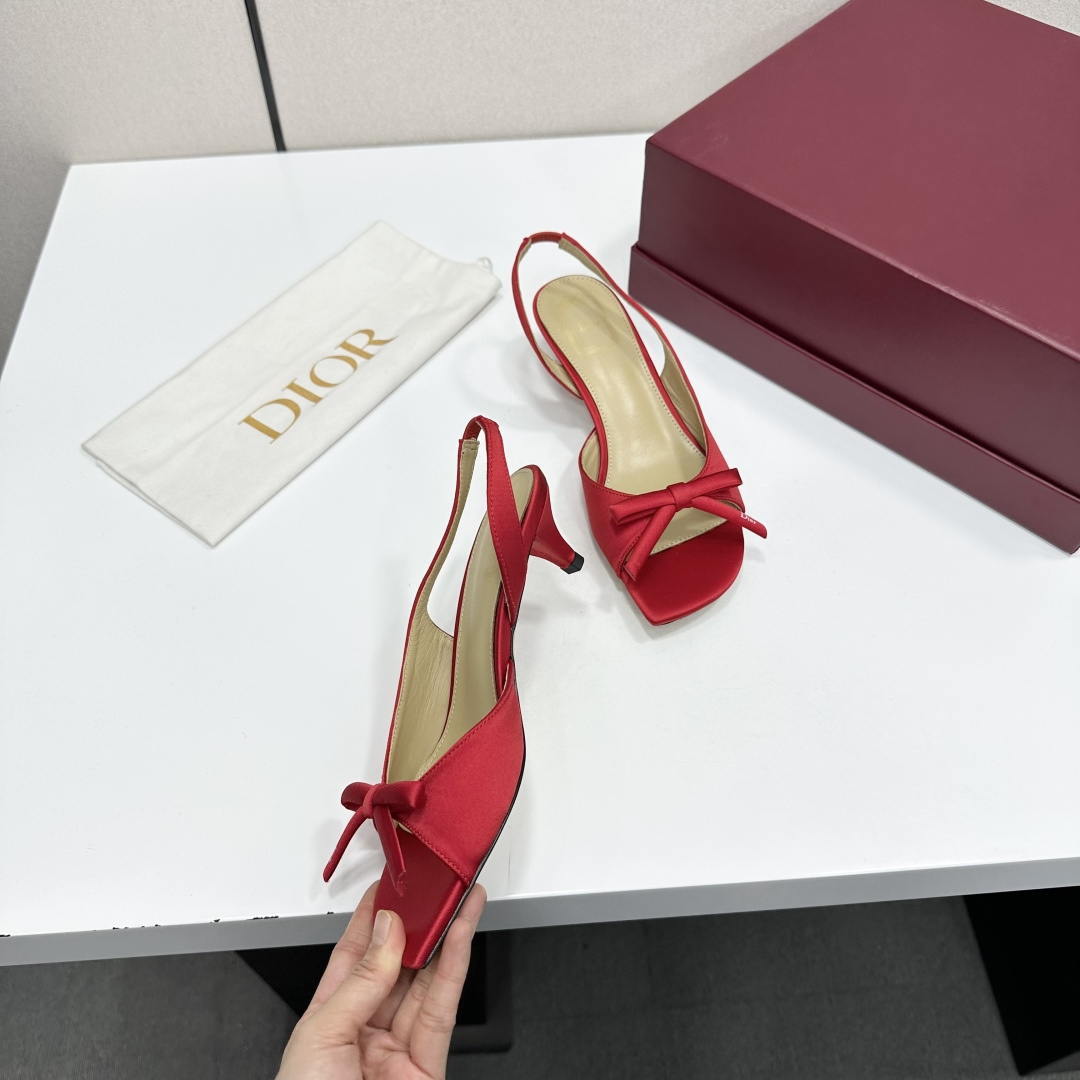 Dior Women Bow Heeled Slingback Sandal KCO576LAB_S23T Lambskin D10032
