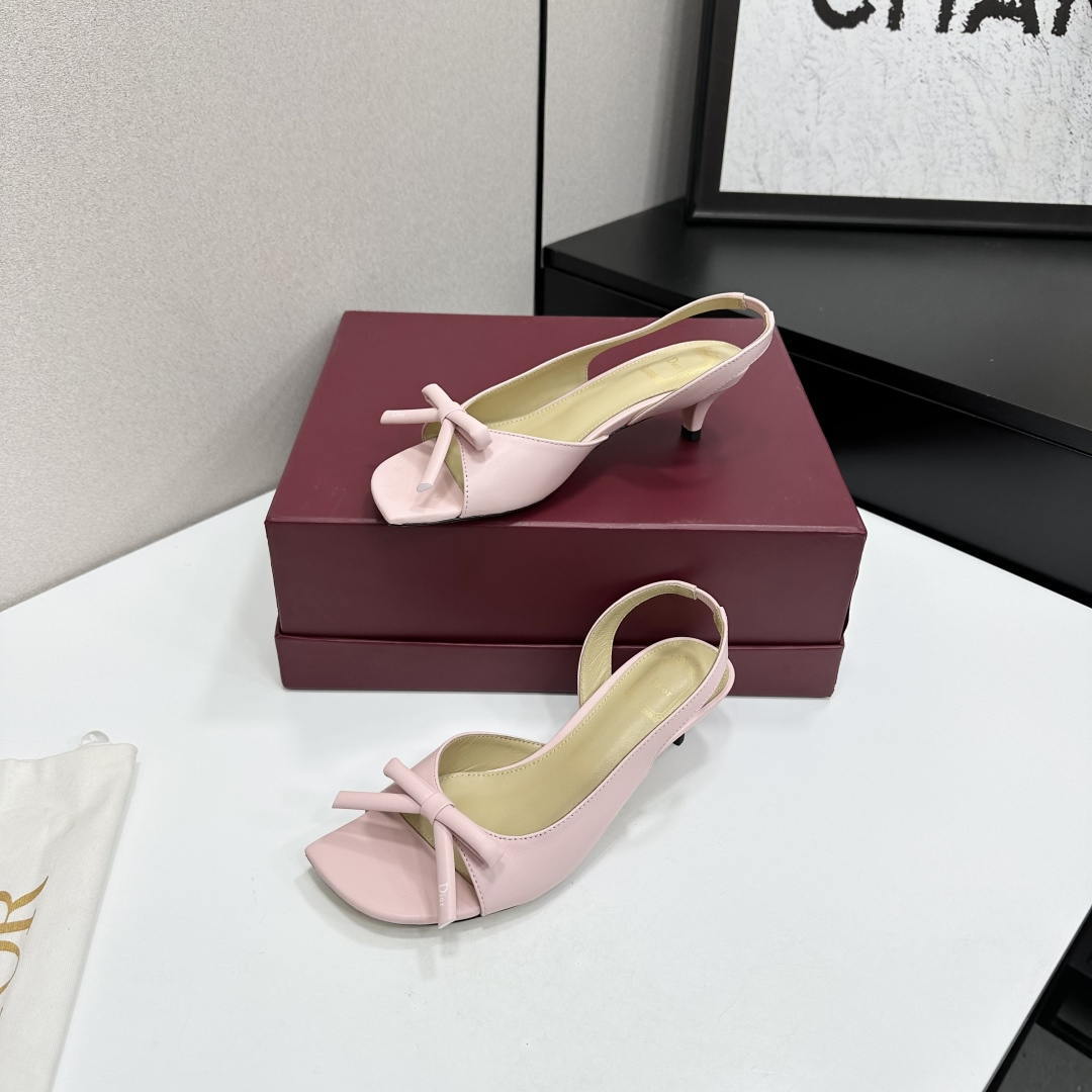 Dior Women Bow Heeled Slingback Sandal KCO576LAB_S23T Lambskin D10033