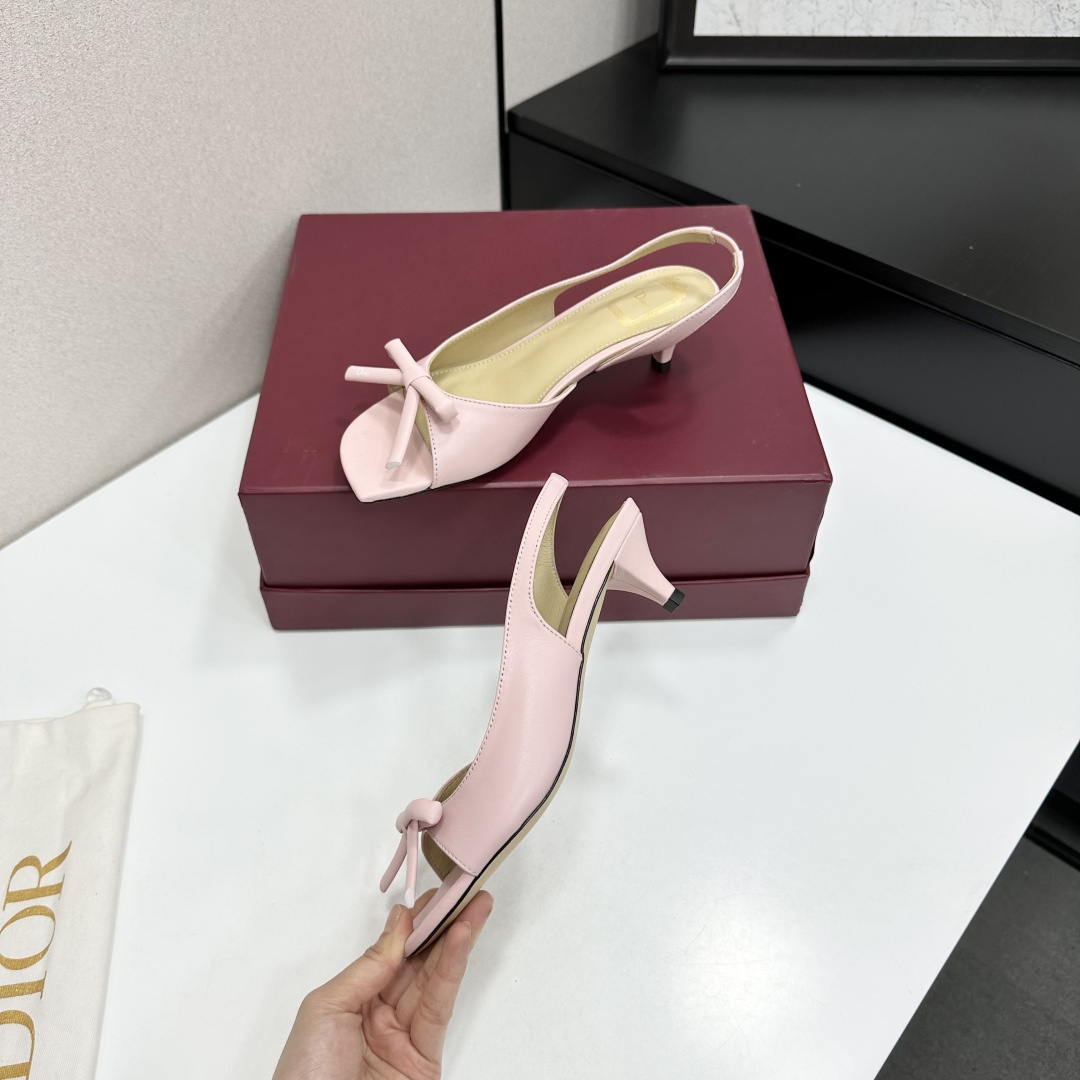Dior Women Bow Heeled Slingback Sandal KCO576LAB_S23T Lambskin D10033