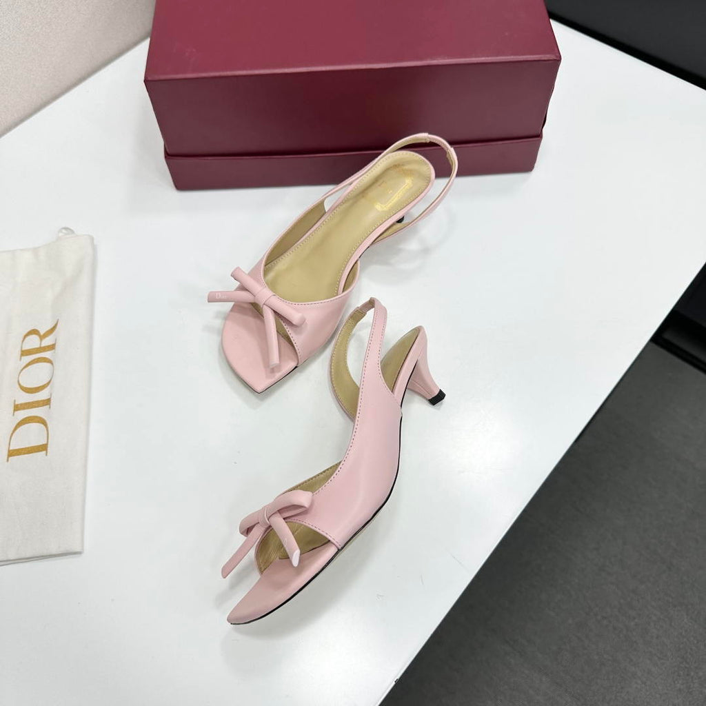Dior Women Bow Heeled Slingback Sandal KCO576LAB_S23T Lambskin D10033