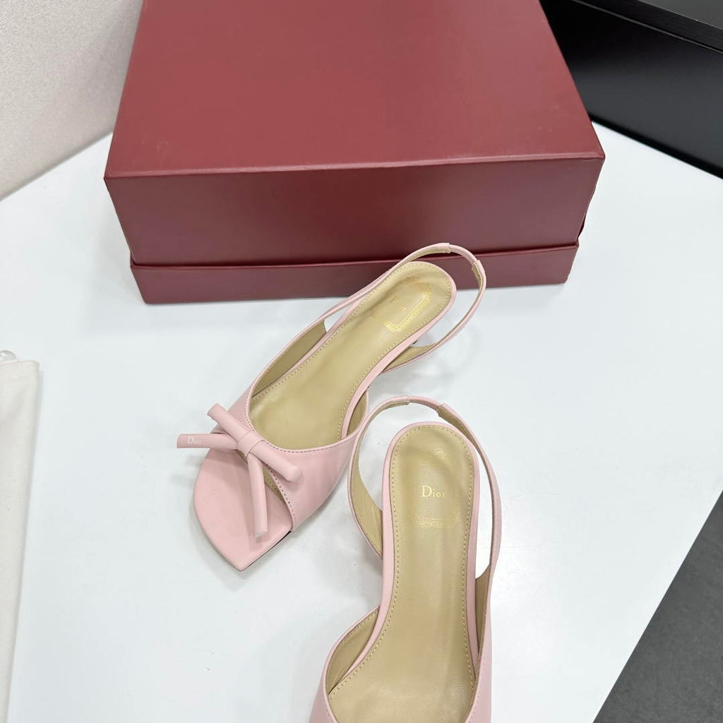 Dior Women Bow Heeled Slingback Sandal KCO576LAB_S23T Lambskin D10033