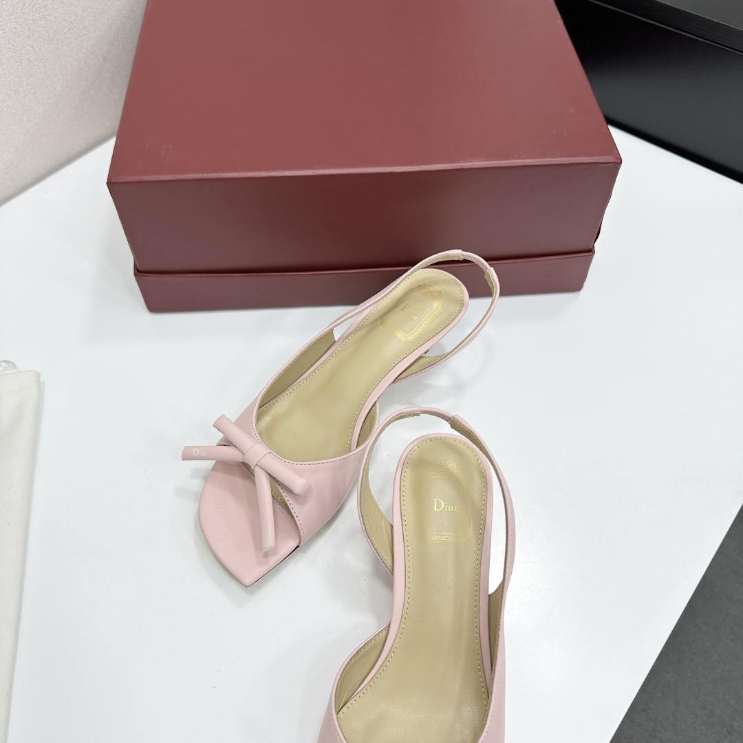 Dior Women Bow Heeled Slingback Sandal KCO576LAB_S23T Lambskin D10033