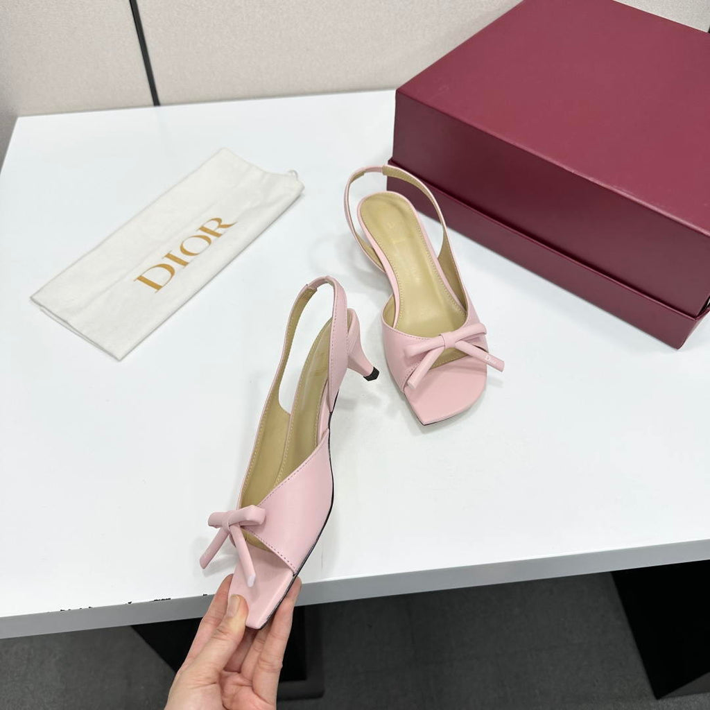 Dior Women Bow Heeled Slingback Sandal KCO576LAB_S23T Lambskin D10033