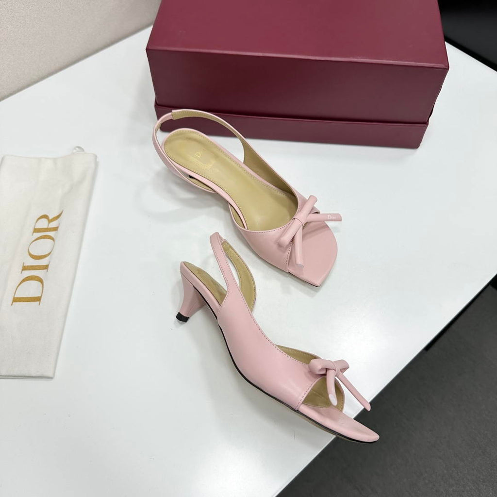 Dior Women Bow Heeled Slingback Sandal KCO576LAB_S23T Lambskin D10033