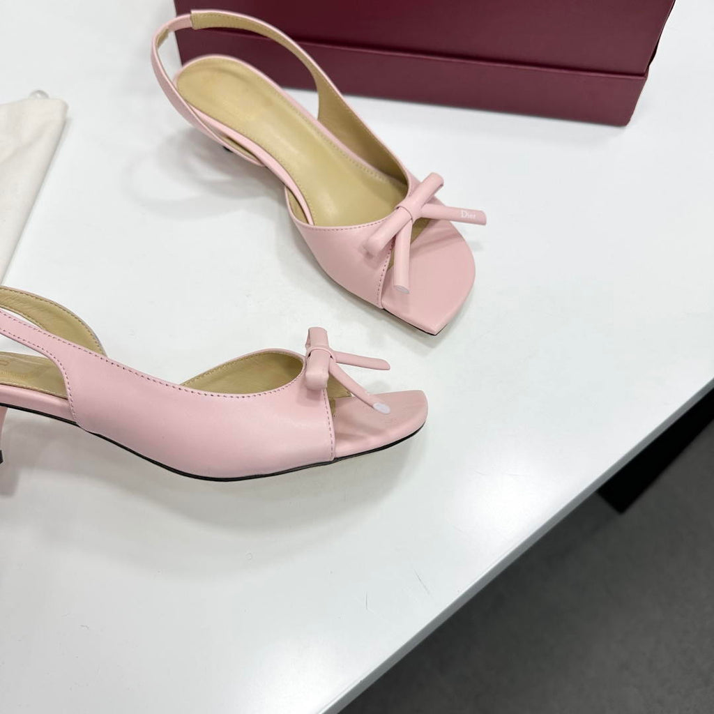 Dior Women Bow Heeled Slingback Sandal KCO576LAB_S23T Lambskin D10033