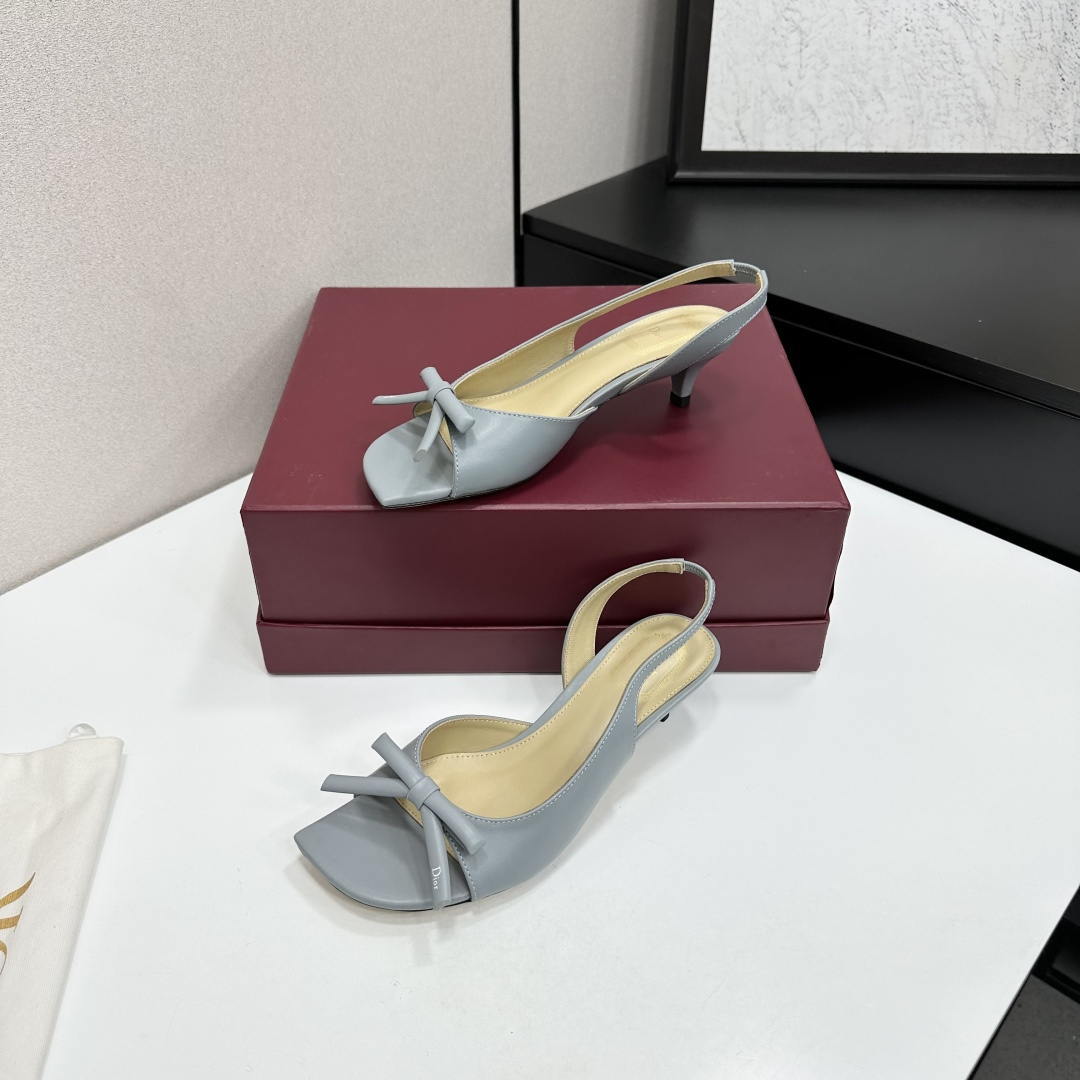 Dior Women Bow Heeled Slingback Sandal KCO576LAB_S23T Lambskin D10034 - US 4=Euro 35 - View 3