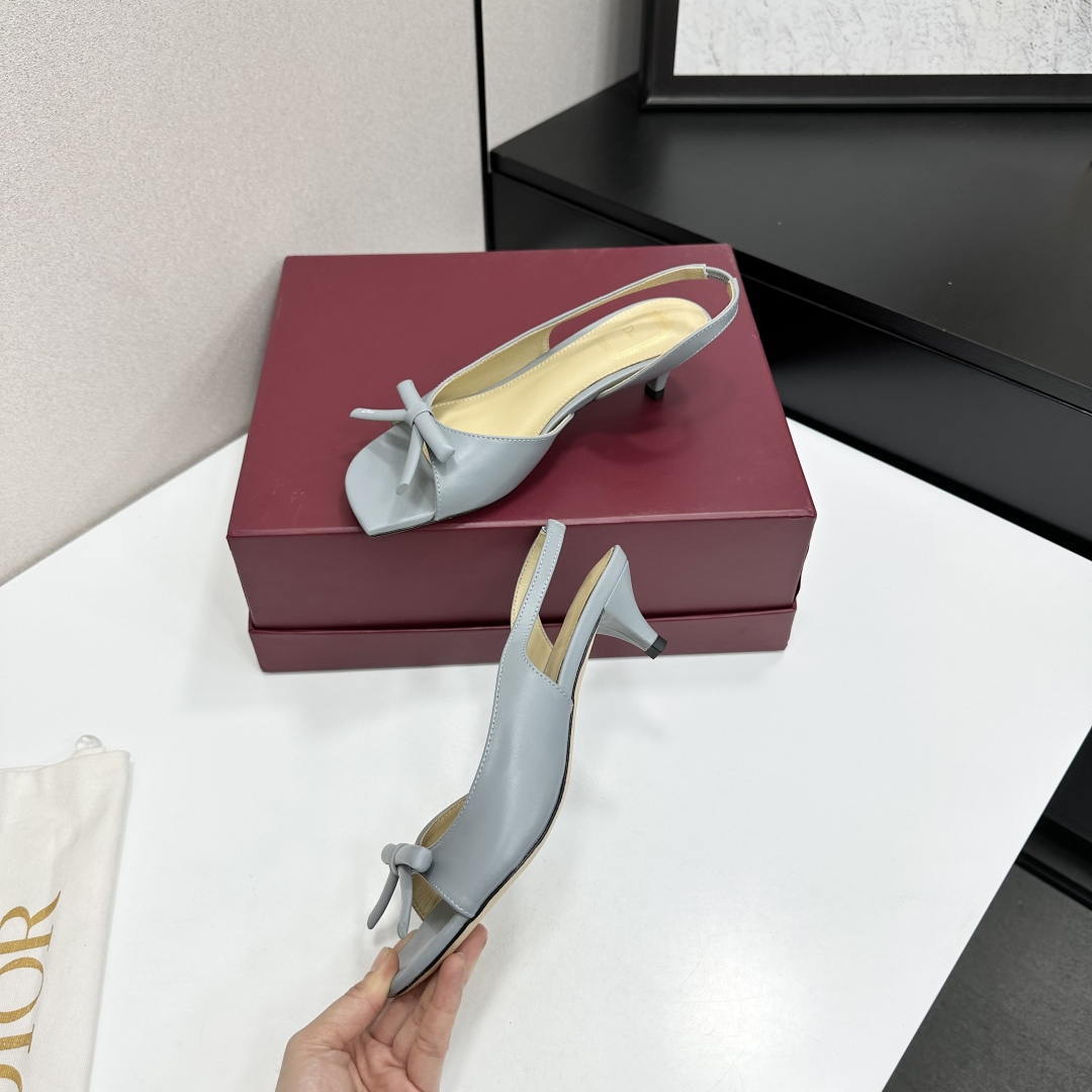 Dior Women Bow Heeled Slingback Sandal KCO576LAB_S23T Lambskin D10034
