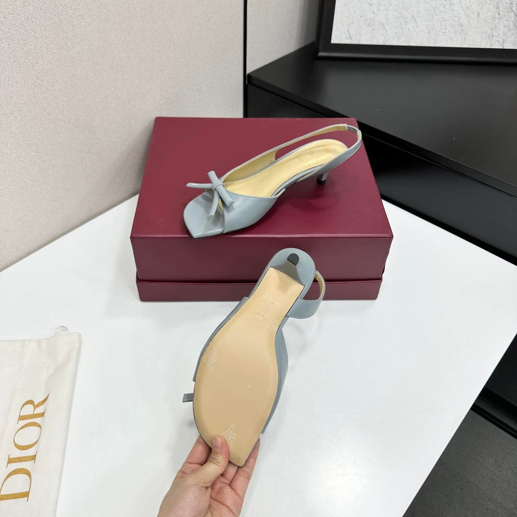 Dior Women Bow Heeled Slingback Sandal KCO576LAB_S23T Lambskin D10034