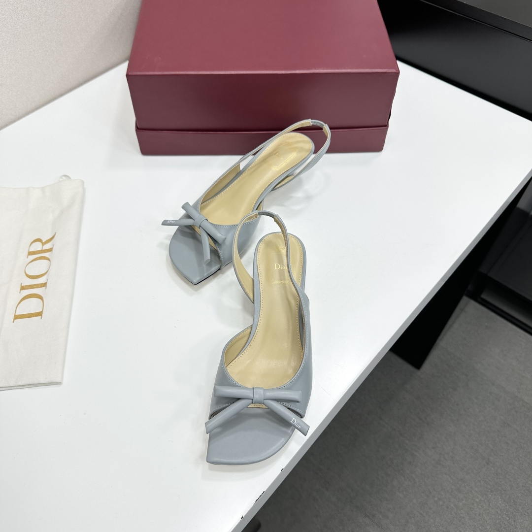 Dior Women Bow Heeled Slingback Sandal KCO576LAB_S23T Lambskin D10034
