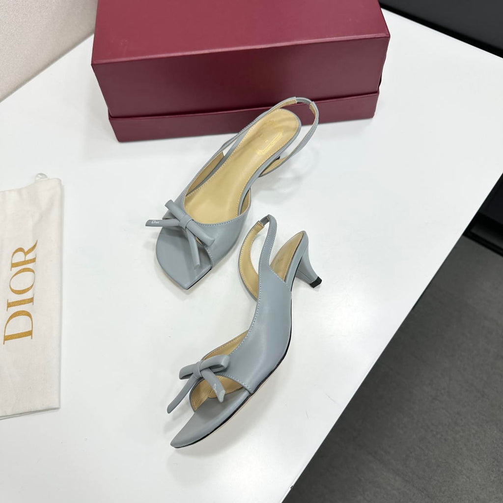 Dior Women Bow Heeled Slingback Sandal KCO576LAB_S23T Lambskin D10034