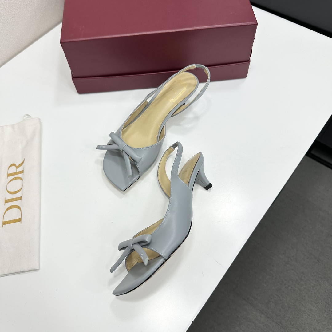 Dior Women Bow Heeled Slingback Sandal KCO576LAB_S23T Lambskin D10034