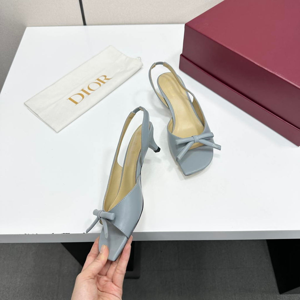 Dior Women Bow Heeled Slingback Sandal KCO576LAB_S23T Lambskin D10034