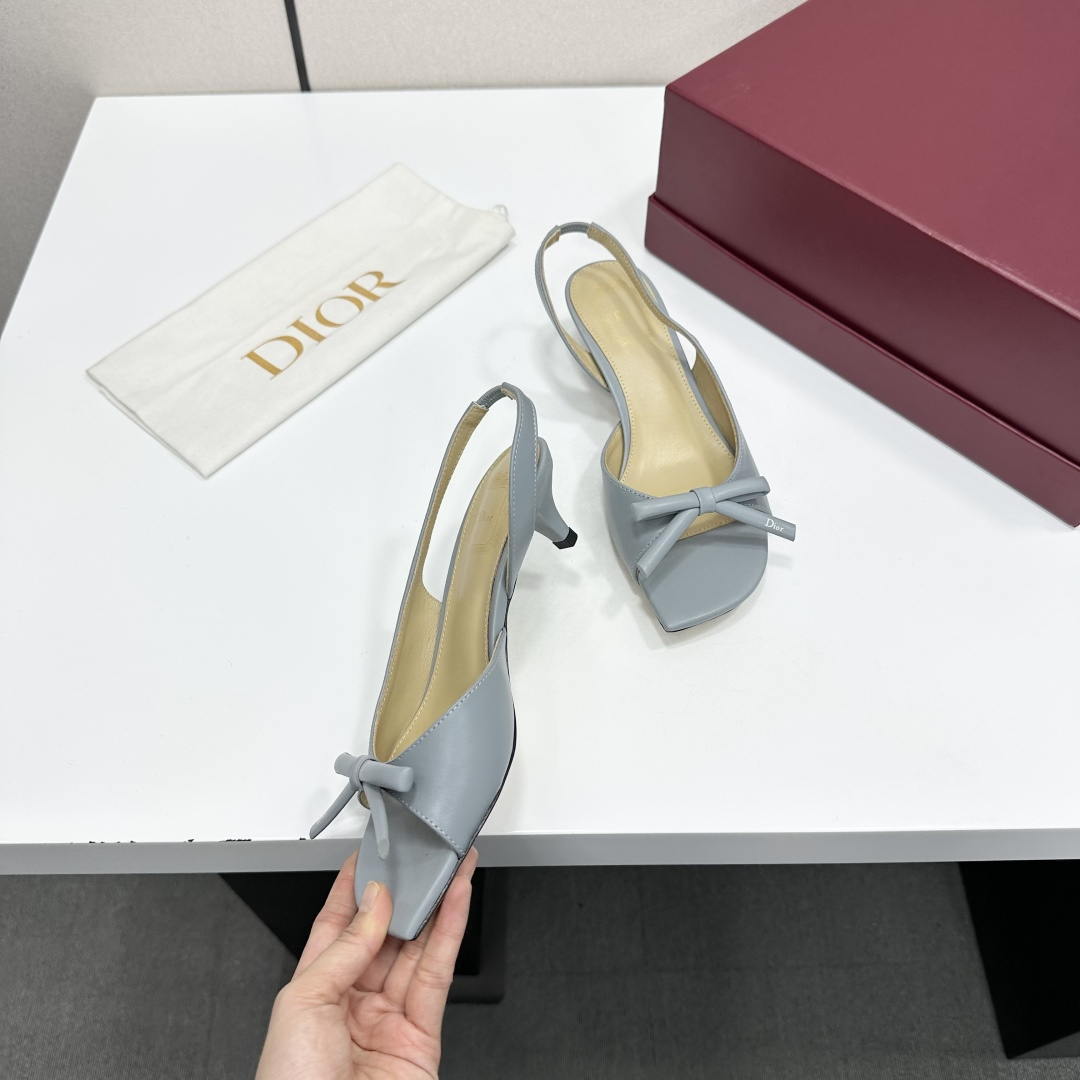 Dior Women Bow Heeled Slingback Sandal KCO576LAB_S23T Lambskin D10034