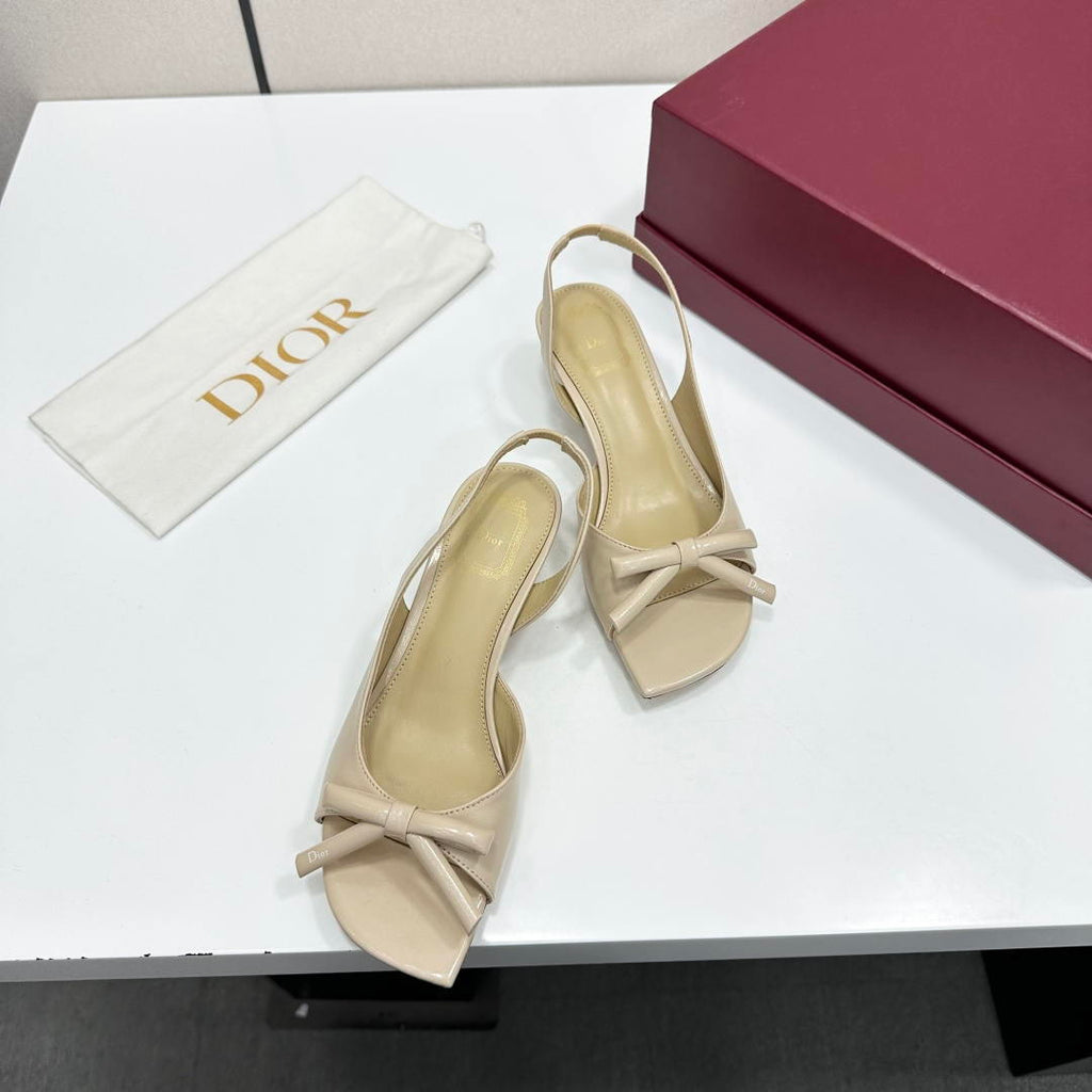 Dior Women Bow Heeled Slingback Sandal KCO576LAB_S23T Lambskin D10035