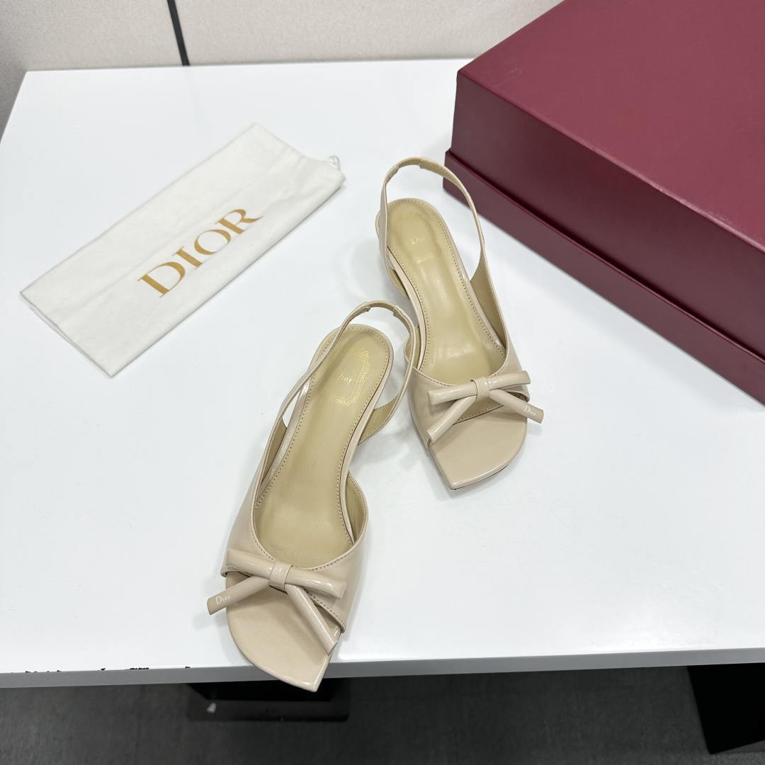 Dior Women Bow Heeled Slingback Sandal KCO576LAB_S23T Lambskin D10035