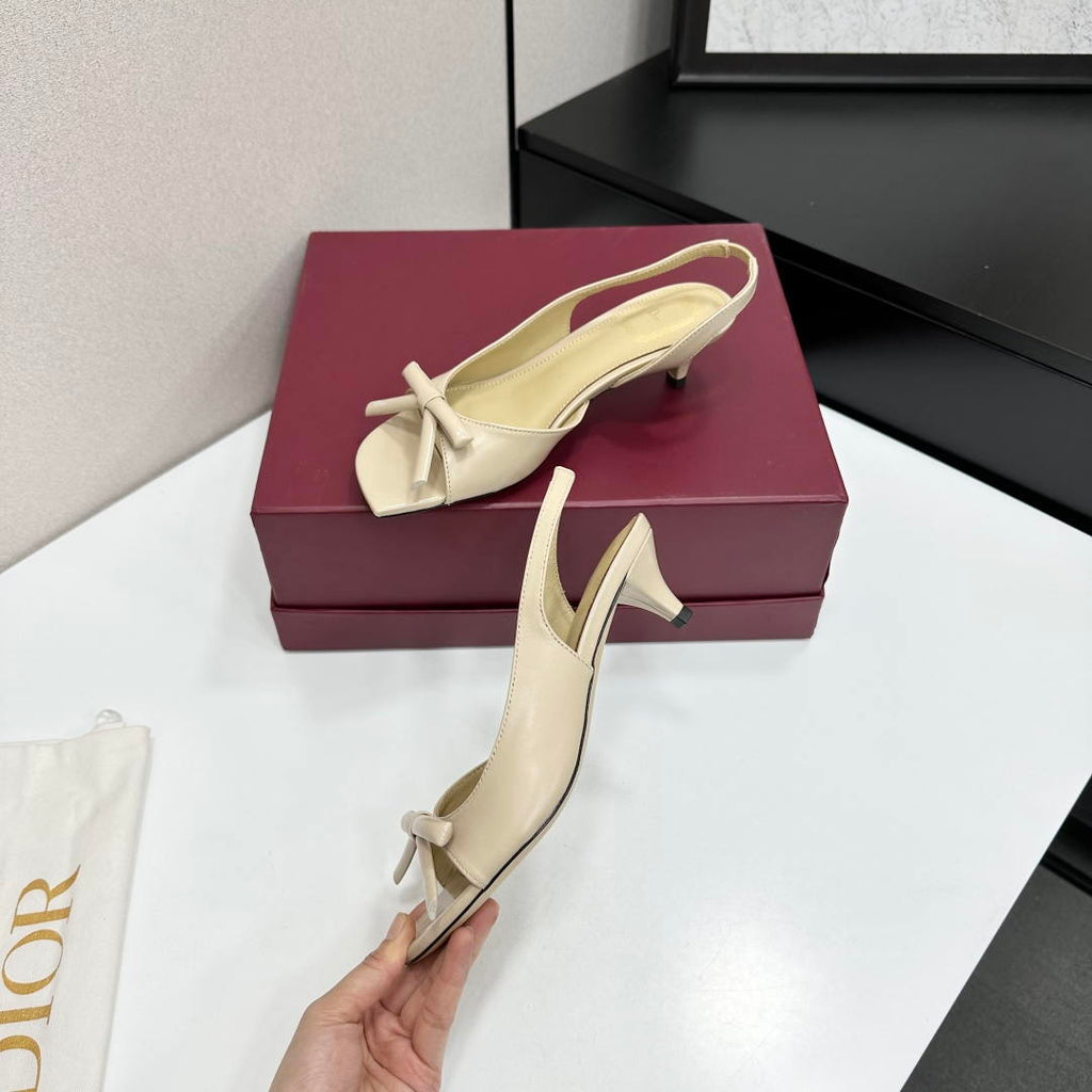 Dior Women Bow Heeled Slingback Sandal KCO576LAB_S23T Lambskin D10035