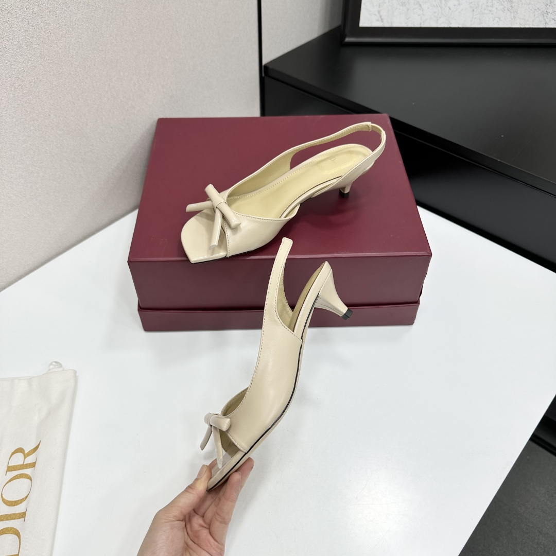 Dior Women Bow Heeled Slingback Sandal KCO576LAB_S23T Lambskin D10035