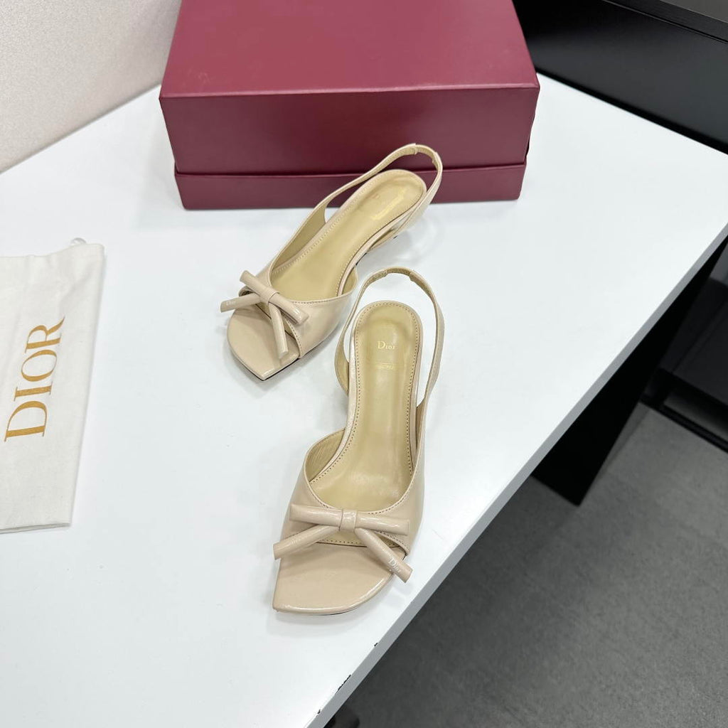 Dior Women Bow Heeled Slingback Sandal KCO576LAB_S23T Lambskin D10035
