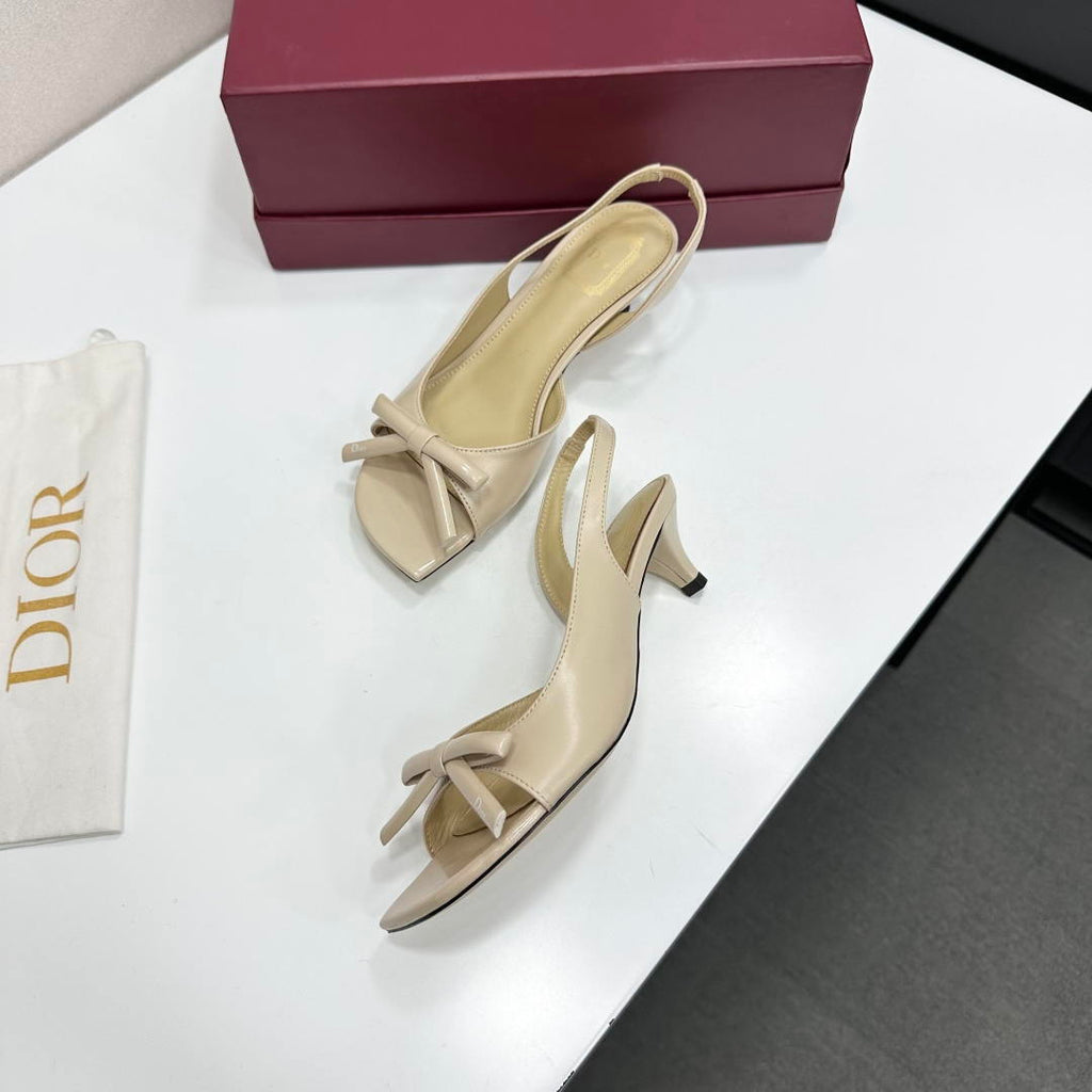 Dior Women Bow Heeled Slingback Sandal KCO576LAB_S23T Lambskin D10035