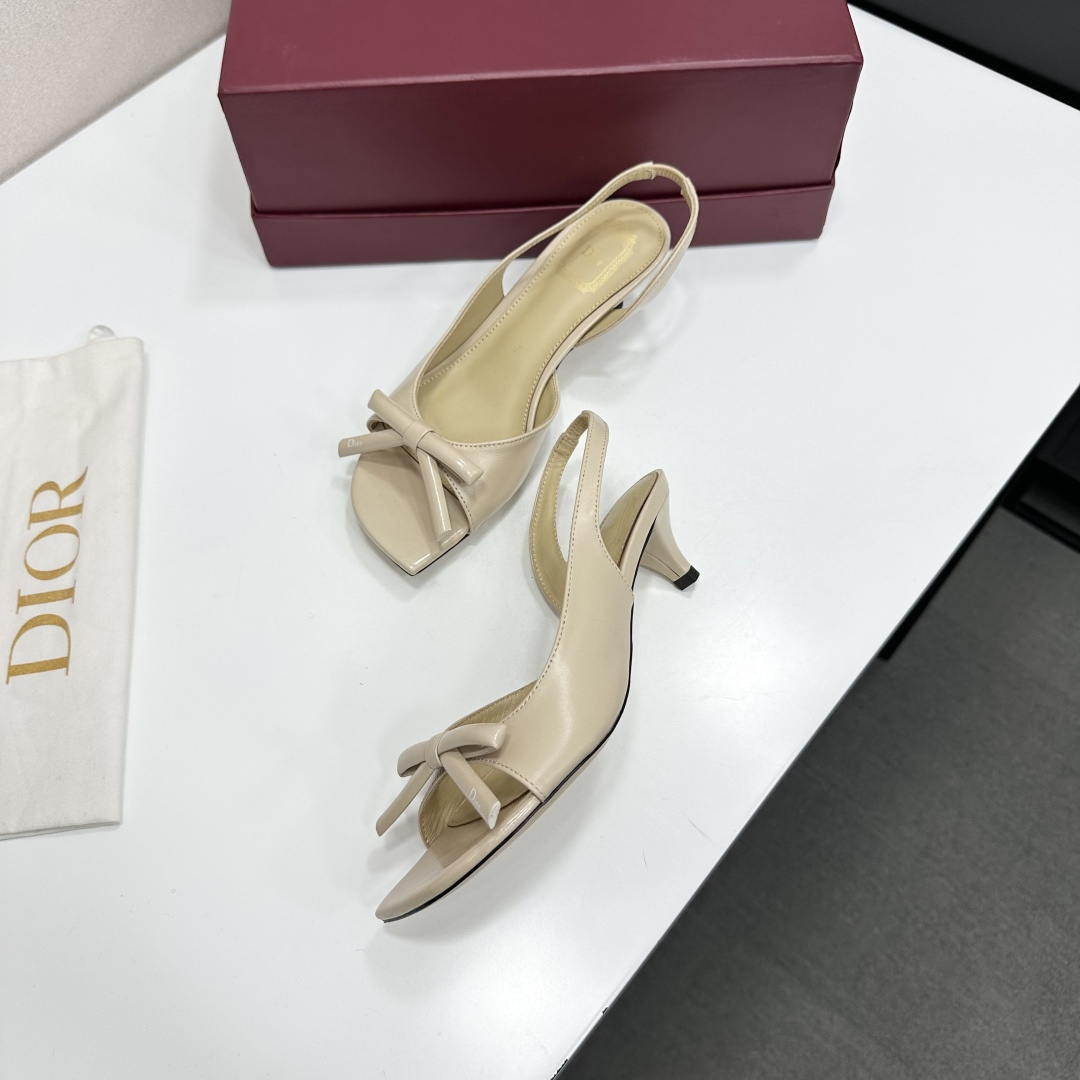 Dior Women Bow Heeled Slingback Sandal KCO576LAB_S23T Lambskin D10035