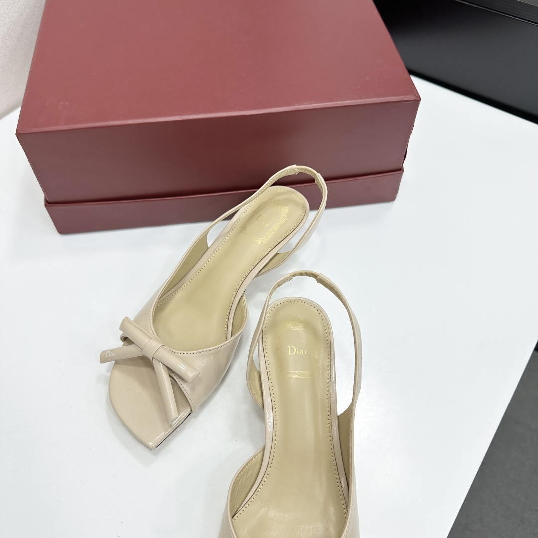 Dior Women Bow Heeled Slingback Sandal KCO576LAB_S23T Lambskin D10035