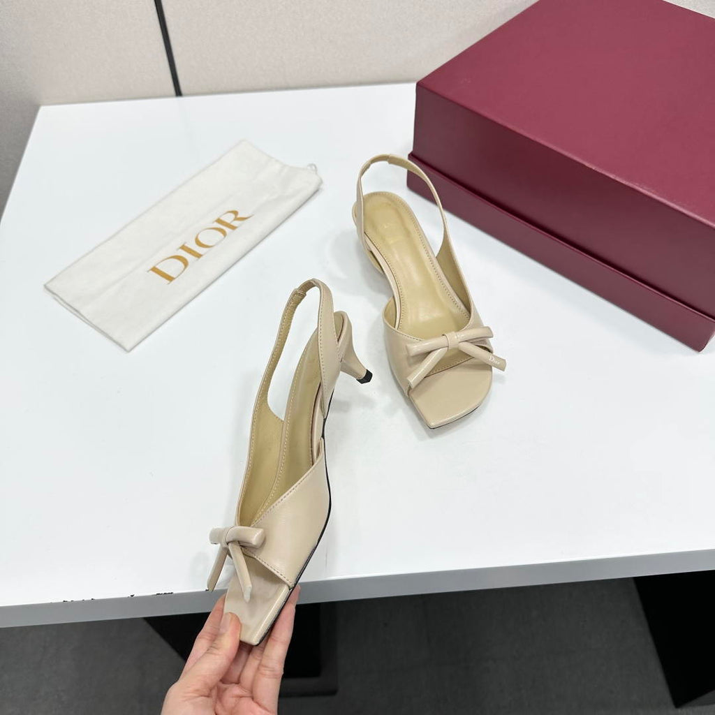 Dior Women Bow Heeled Slingback Sandal KCO576LAB_S23T Lambskin D10035