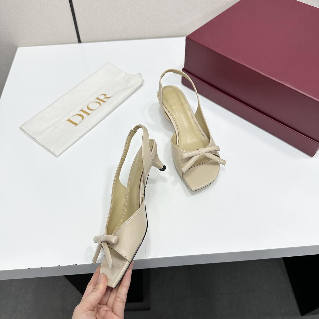 Dior Women Bow Heeled Slingback Sandal KCO576LAB_S23T Lambskin D10035