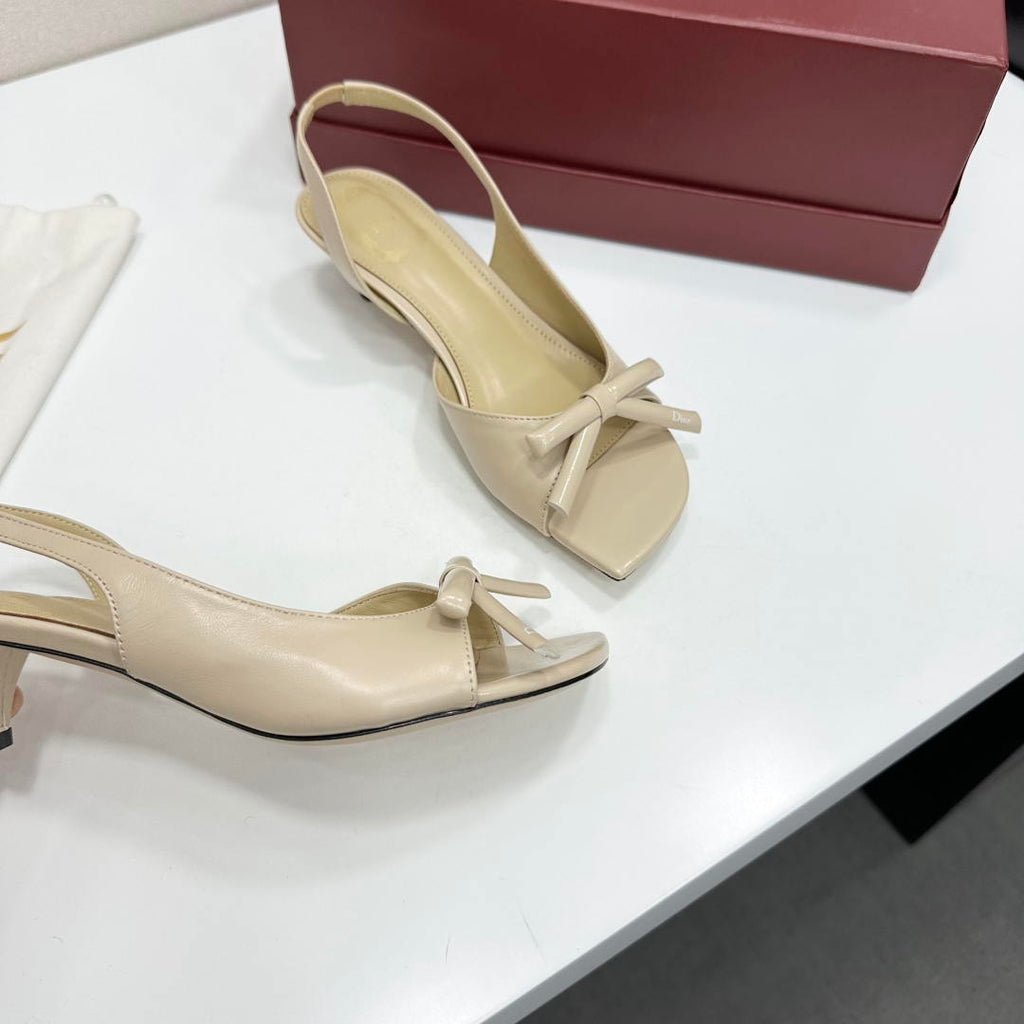 Dior Women Bow Heeled Slingback Sandal KCO576LAB_S23T Lambskin D10035