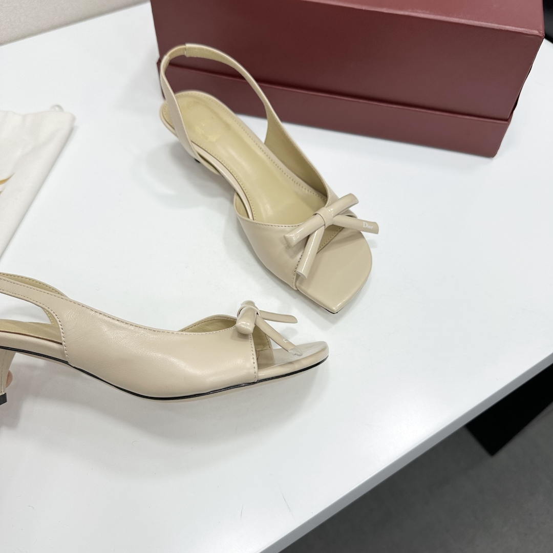 Dior Women Bow Heeled Slingback Sandal KCO576LAB_S23T Lambskin D10035