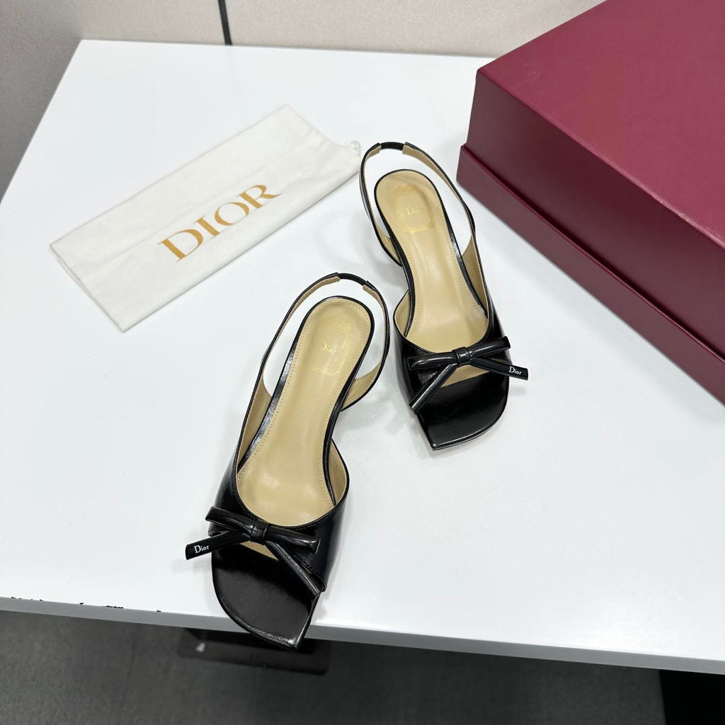 Dior Women Bow Heeled Slingback Sandal KCO576LAB_S23T Lambskin D10036