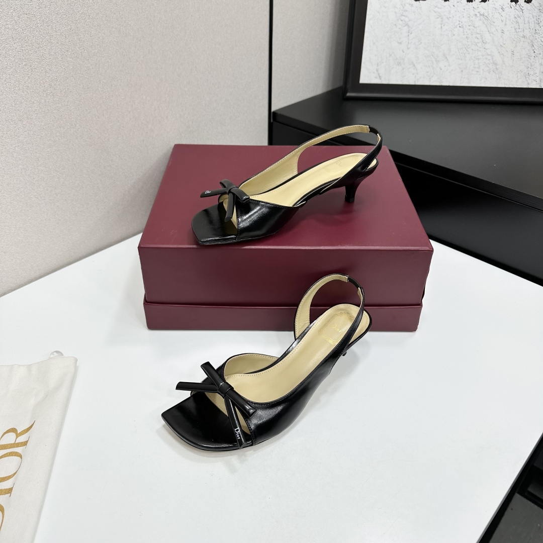 Dior Women Bow Heeled Slingback Sandal KCO576LAB_S23T Lambskin D10036