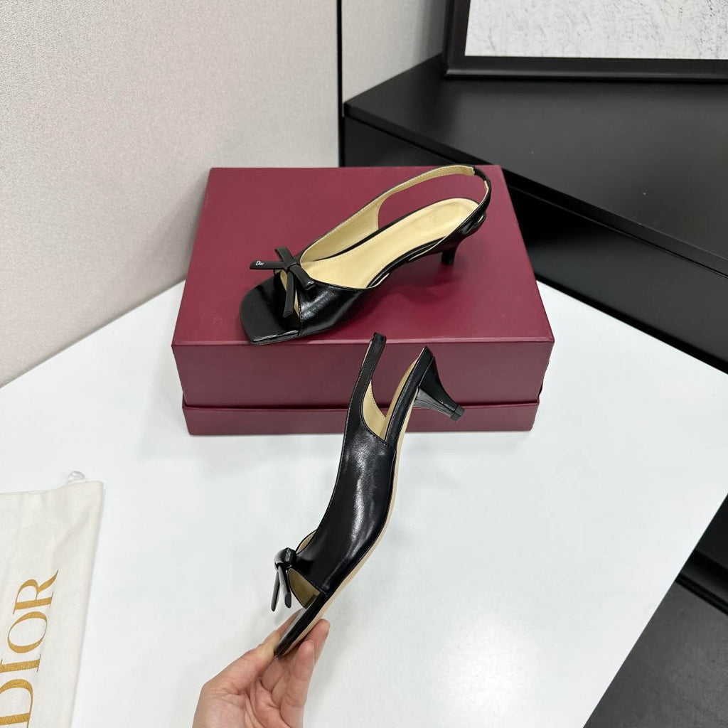 Dior Women Bow Heeled Slingback Sandal KCO576LAB_S23T Lambskin D10036
