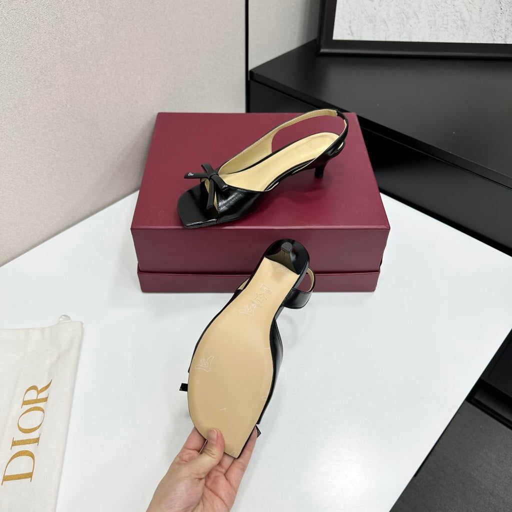 Dior Women Bow Heeled Slingback Sandal KCO576LAB_S23T Lambskin D10036