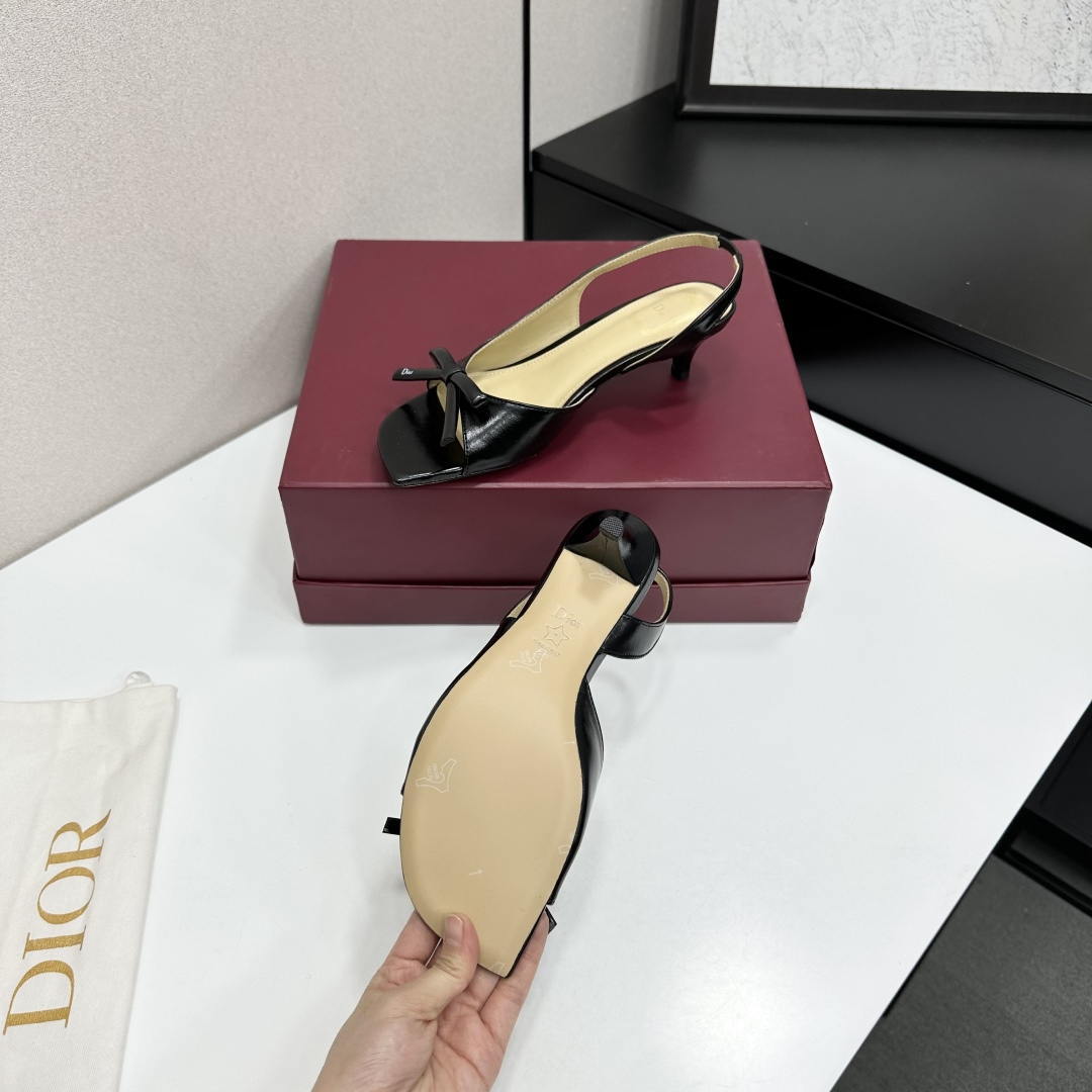 Dior Women Bow Heeled Slingback Sandal KCO576LAB_S23T Lambskin D10036