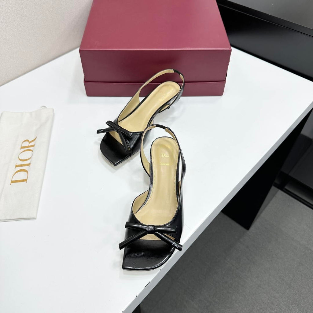 Dior Women Bow Heeled Slingback Sandal KCO576LAB_S23T Lambskin D10036