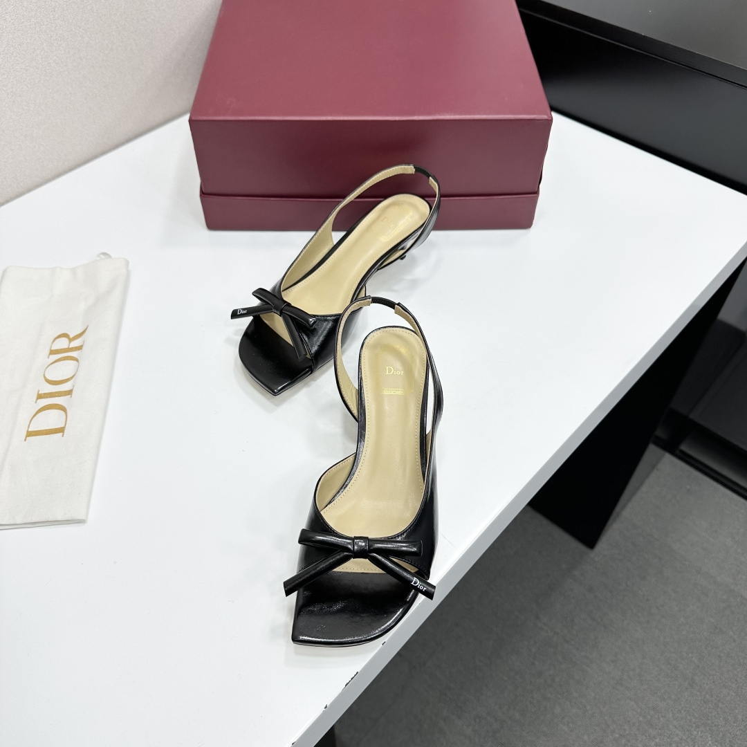 Dior Women Bow Heeled Slingback Sandal KCO576LAB_S23T Lambskin D10036