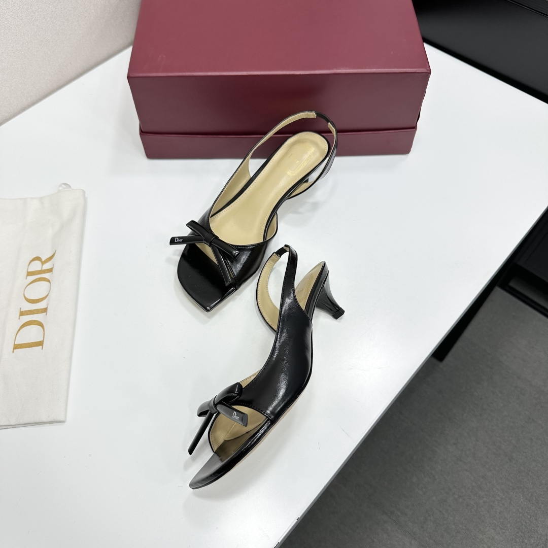 Dior Women Bow Heeled Slingback Sandal KCO576LAB_S23T Lambskin D10036