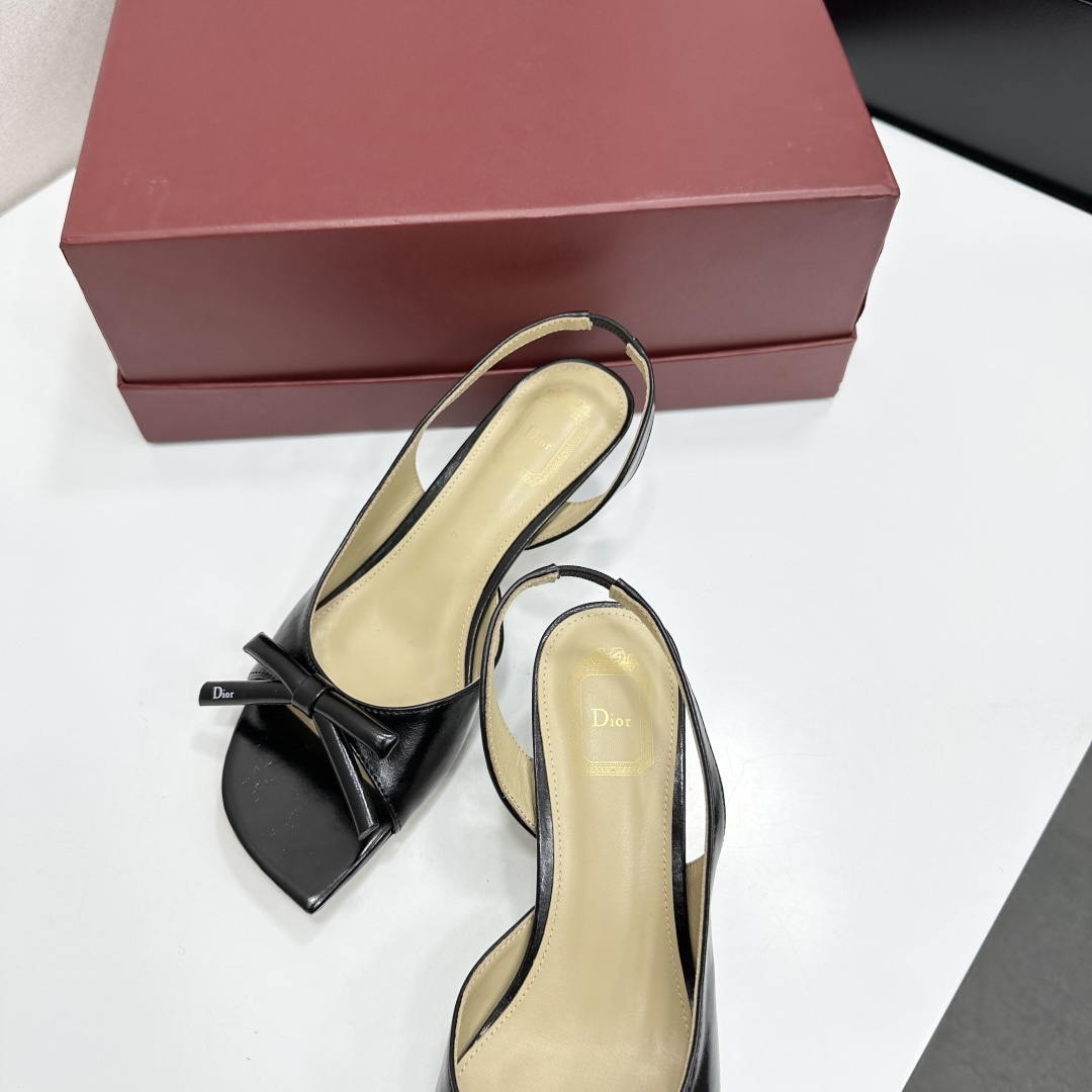 Dior Women Bow Heeled Slingback Sandal KCO576LAB_S23T Lambskin D10036