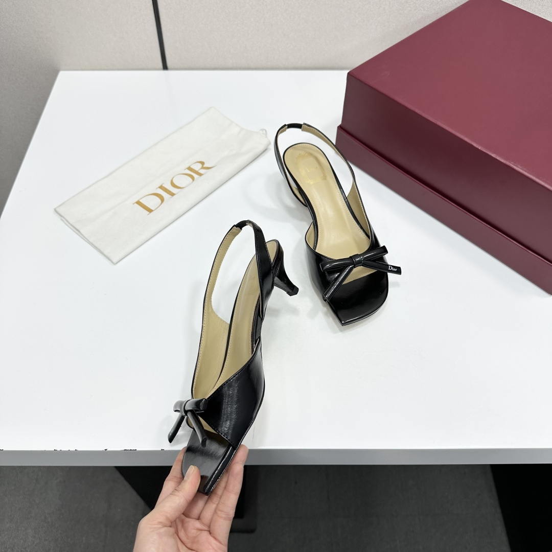 Dior Women Bow Heeled Slingback Sandal KCO576LAB_S23T Lambskin D10036