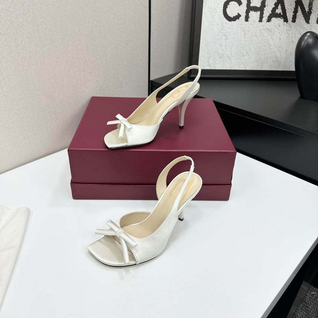 Dior Women Bow Heeled Slingback Sandal KCO579SAT_S10W Satin D10039