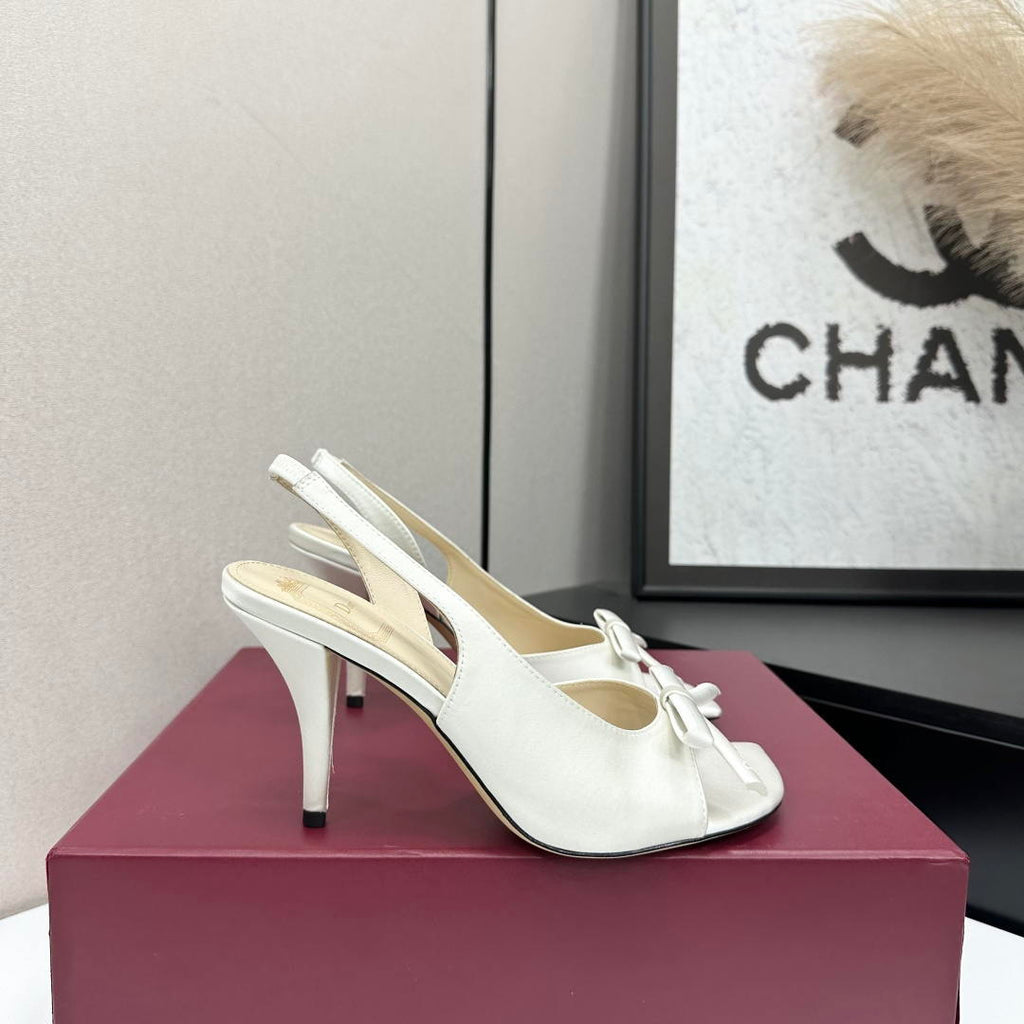 Dior Women Bow Heeled Slingback Sandal KCO579SAT_S10W Satin D10039