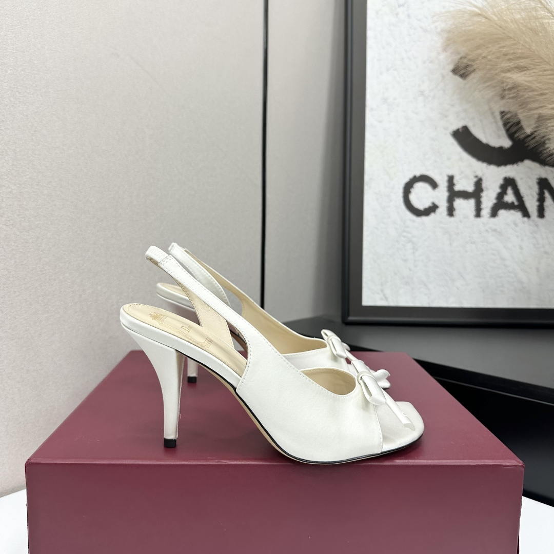 Dior Women Bow Heeled Slingback Sandal KCO579SAT_S10W Satin D10039