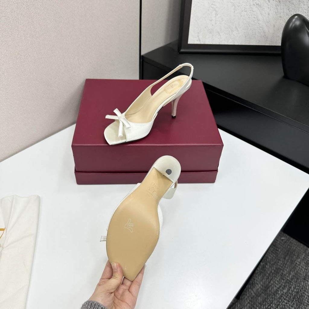 Dior Women Bow Heeled Slingback Sandal KCO579SAT_S10W Satin D10039