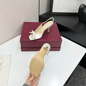 Dior Women Bow Heeled Slingback Sandal KCO579SAT_S10W Satin D10039 - US 4=Euro 35 - View 4