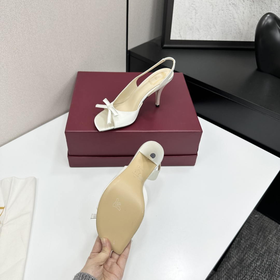 Dior Women Bow Heeled Slingback Sandal KCO579SAT_S10W Satin D10039