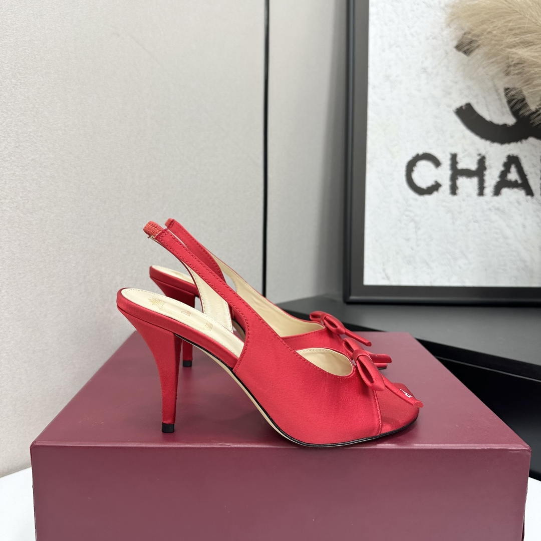 Dior Women Bow Heeled Slingback Sandal KCO579SAT_S10W Satin D10040