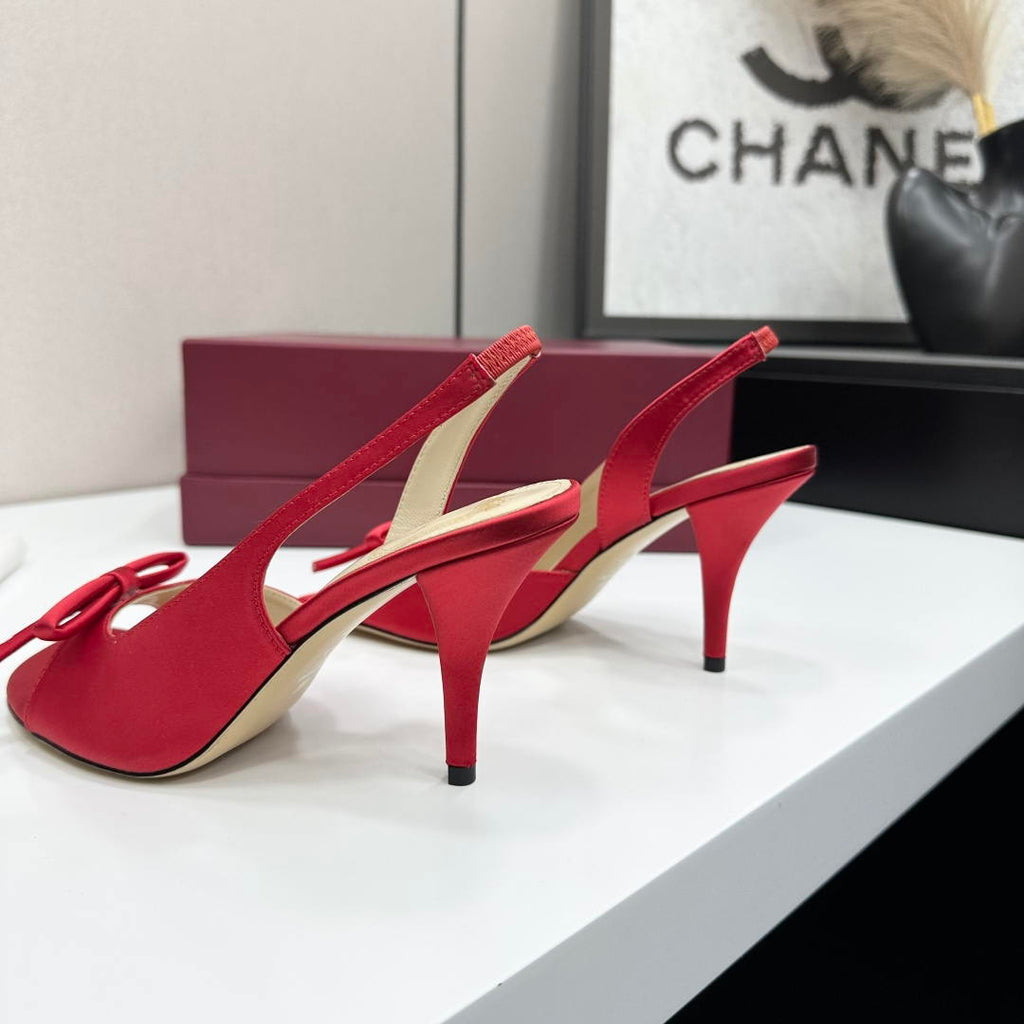 Dior Women Bow Heeled Slingback Sandal KCO579SAT_S10W Satin D10040