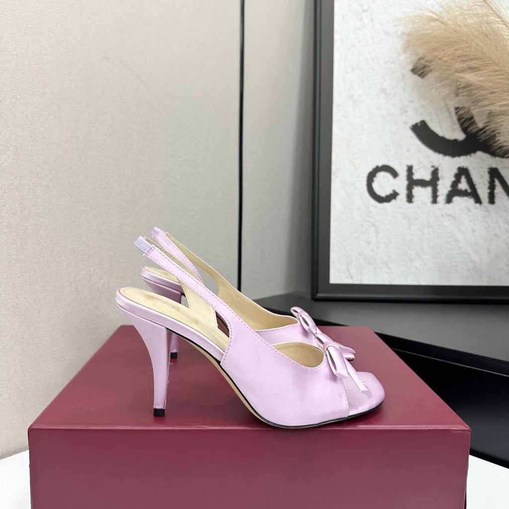 Dior Women Bow Heeled Slingback Sandal KCO579SAT_S10W Satin D10041